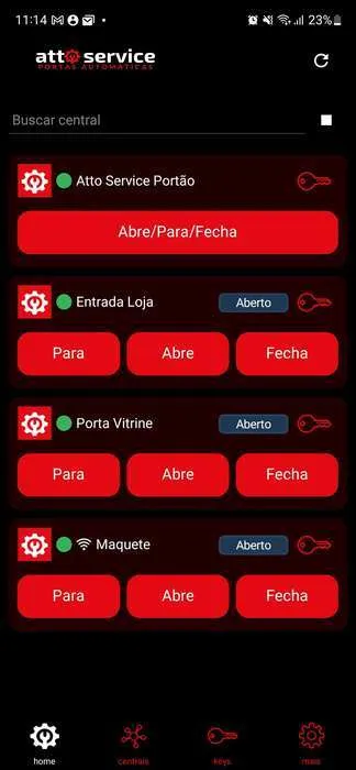 Aplicativo da Central Inteligente da Atto Service